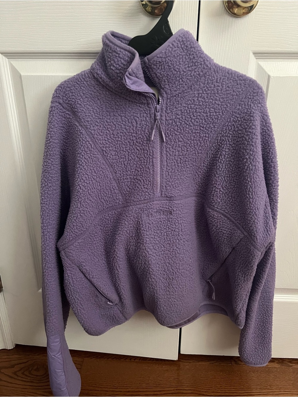 Halfdays Pieper Fleece Quarter Zip sweater in Lilac, Size LG - Picture 2 of 7